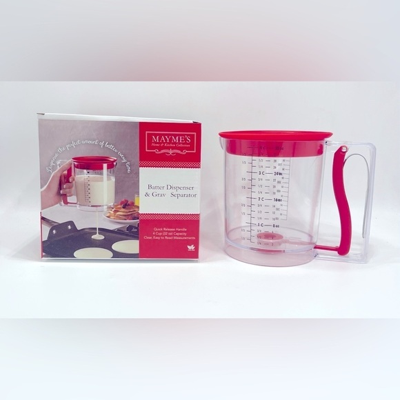 NIB Batter Dispenser / Gravy Separator Grease 4 Cups Mayme’s Kitchen Gadgets - Picture 1 of 7